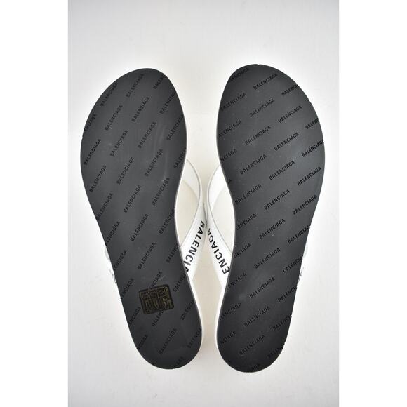 Balenciaga White Black Leather Logo Thong Slide Slip Sandal Flip Flop Flat 38.5 - Picture 9 of 9